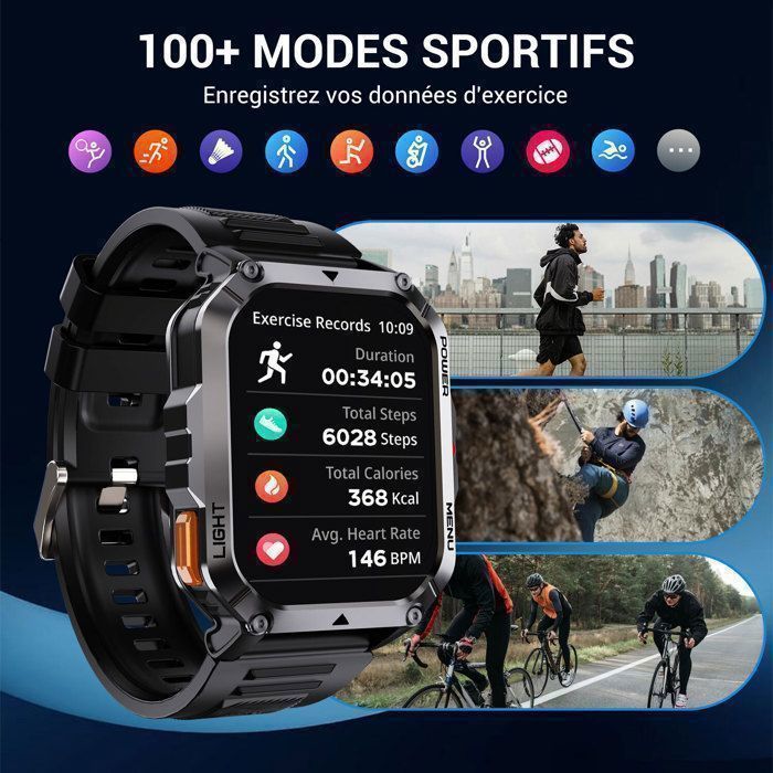 Blackview Smartwatch voor heren, 900 mAh, Bluetooth-bellen, 2,01 inch HD-scherm, gezondheidstracker, meer dan 100 sportmodi, 24/7 hartslagmeting.