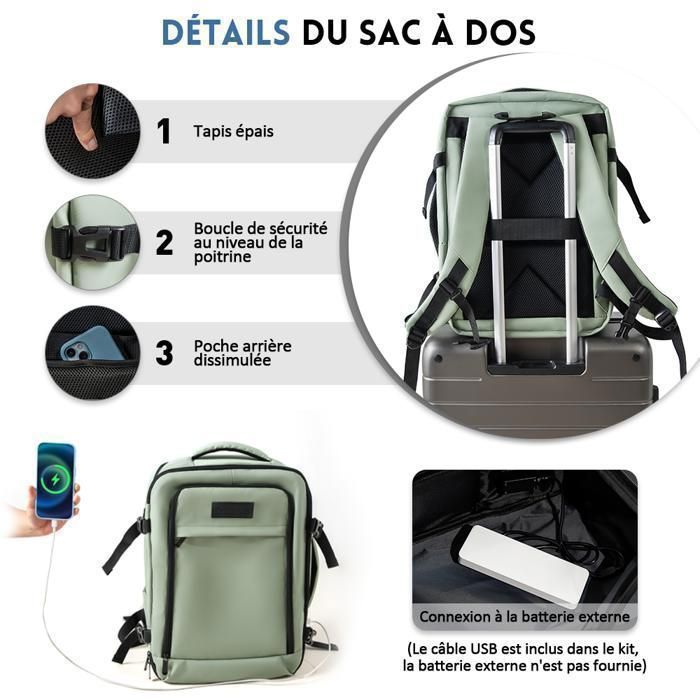 Mochila de vacío con bomba de aire - Bolsa de viaje | Equipaje de mano 47 × 33 × 20 cm | Impermeable | Verde