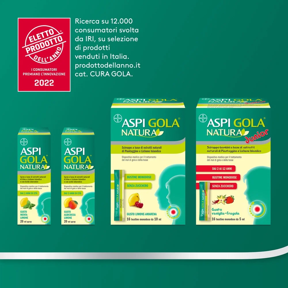 ASPIRINE Aspi Gola Natura Junior sirop 16 sachets Mal de gorge et toux