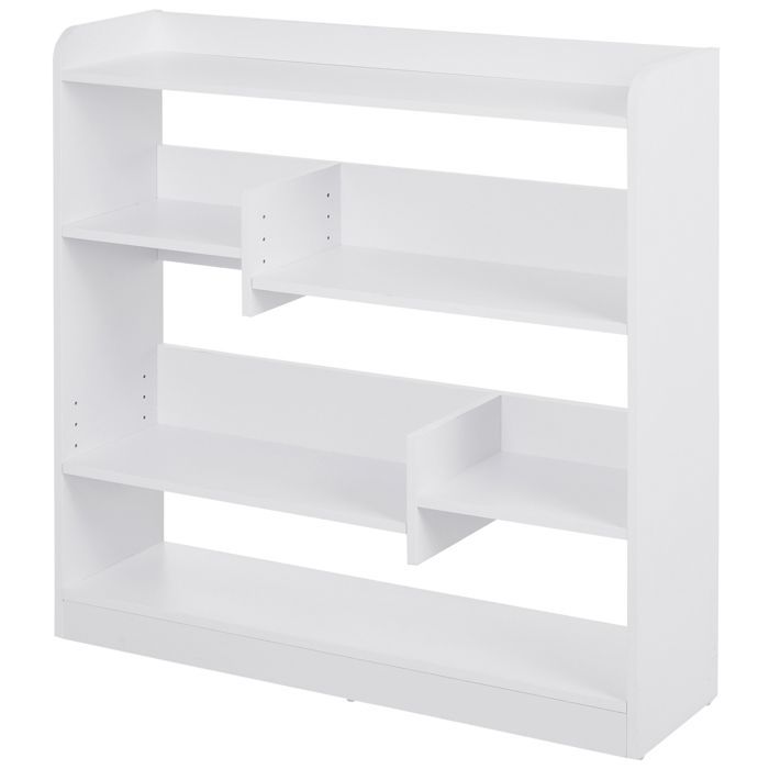 Bokhylla - HOMCOM - Förvaringsenhet med 4 våningar och 3 bakpaneler - spånskiva - 90x24x91cm - vit