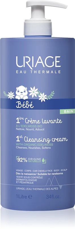 Uriage Bébé 1st Cleansing Cream švelnus valomasis kremas kūdikiams nuo gimimo.