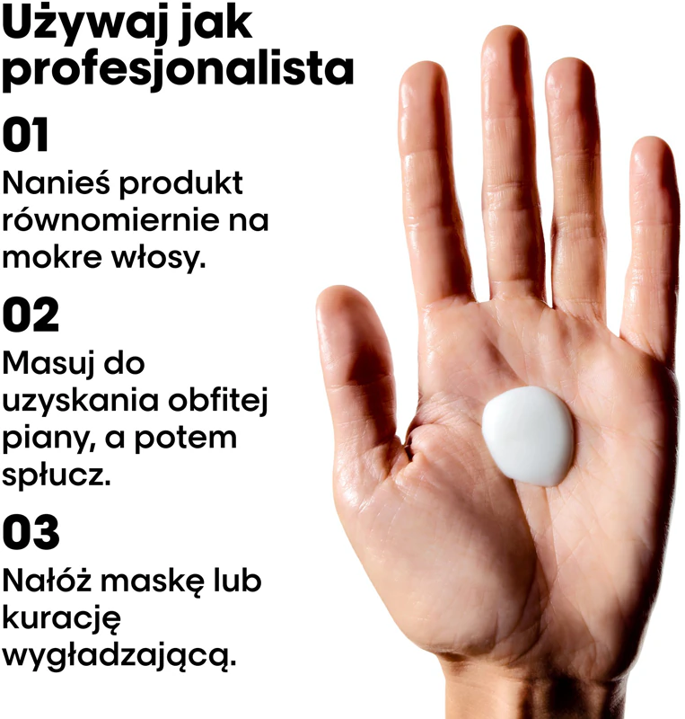 Shampoo L'Oréal Professionnel Serie Expert Keratin Alpha Sleek para cabelos com aparência lisa.