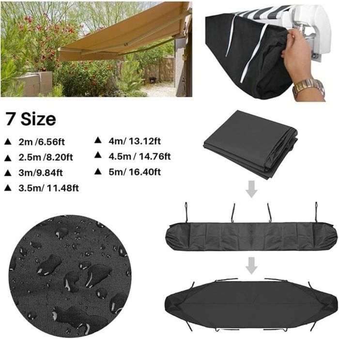Bolsa protectora para toldo de 3 m, funda antipolvo para toldo de patio, funda de almacenamiento negra para YYV