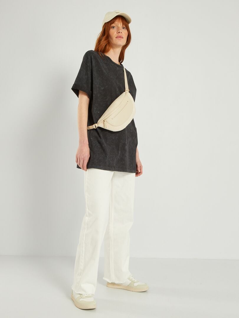 Oversized katoenen T-shirt - Zwart