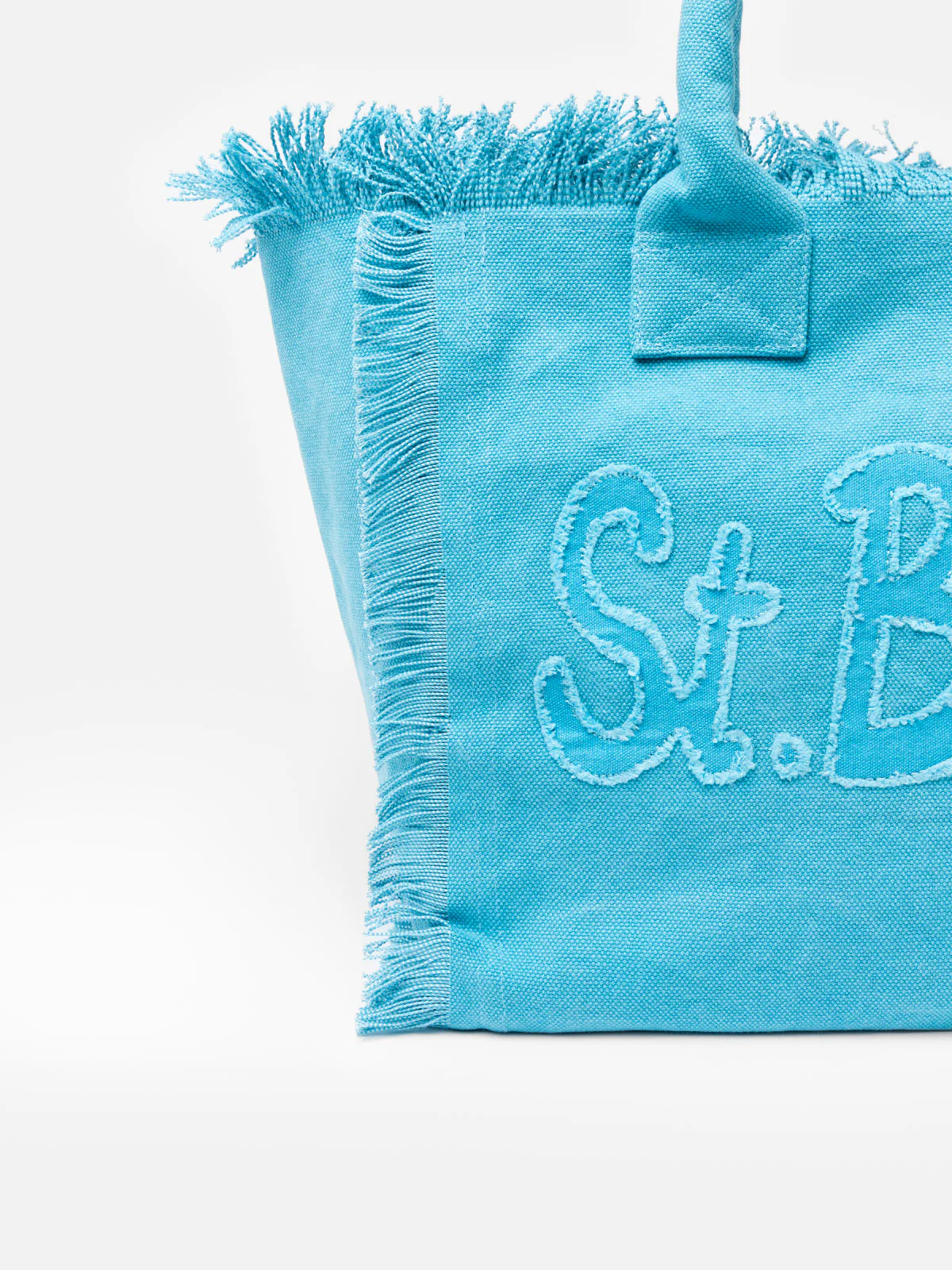 Sac cabas en toile de coton bleu clair avec écusson logo