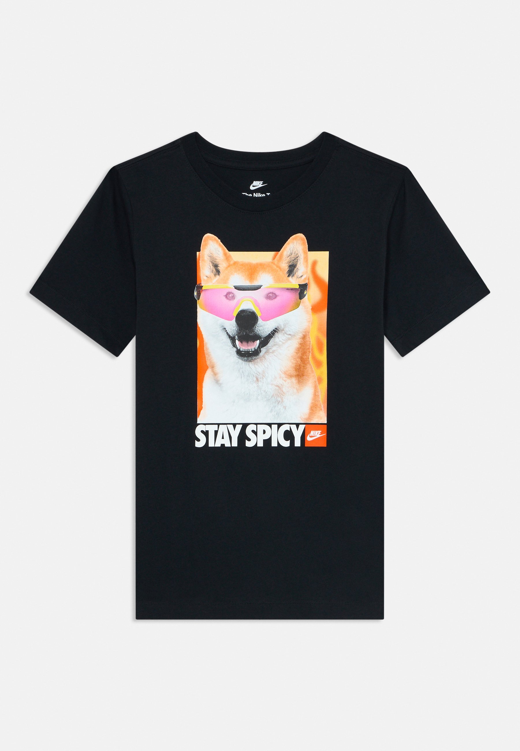 Nike Sportswear T-shirt met foto van Shiba, unisex - T-shirt met print - zwart