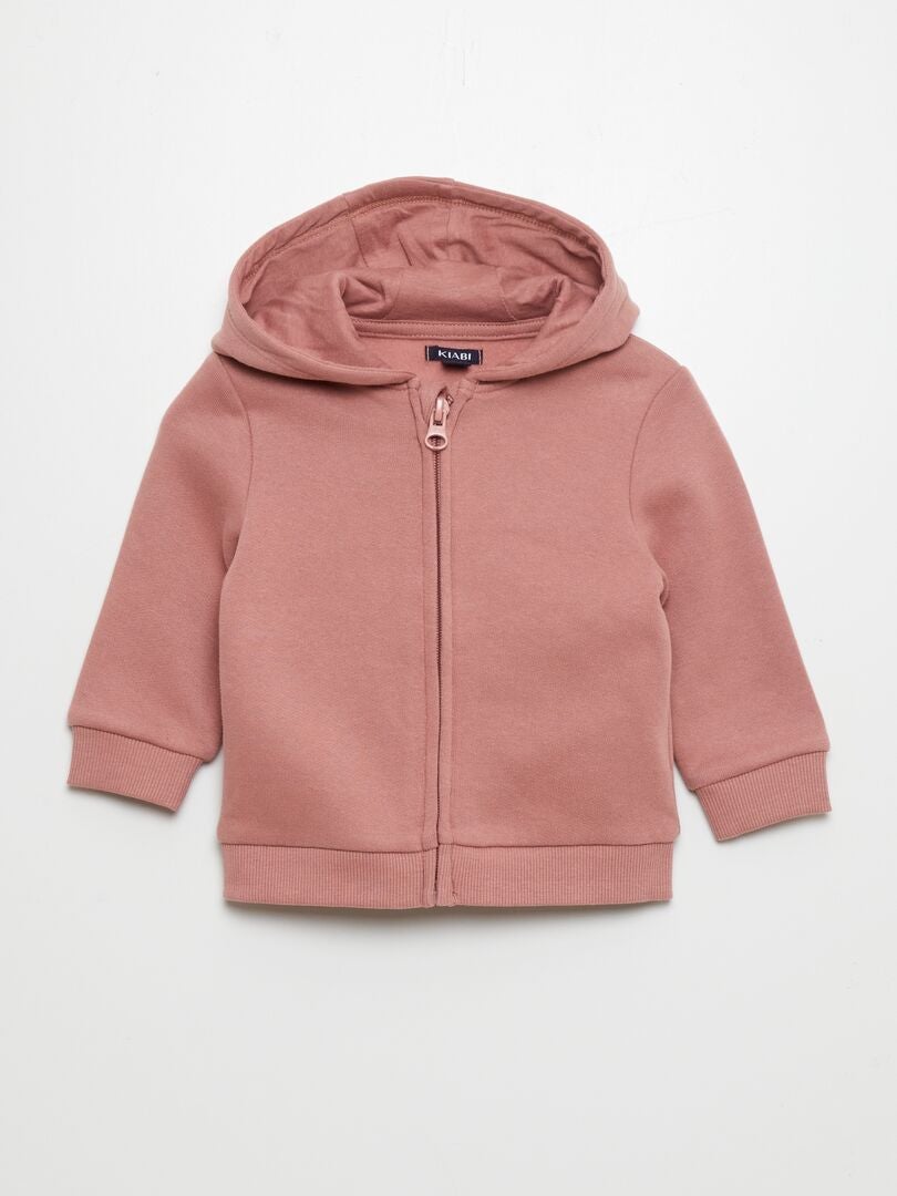 Trui met rits van fleece - ROZE