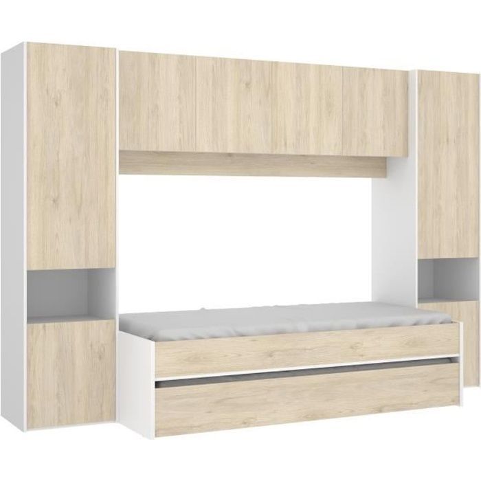 Cama nido infantil KWAI con múltiples compartimentos de almacenamiento - 90 x 190 cm