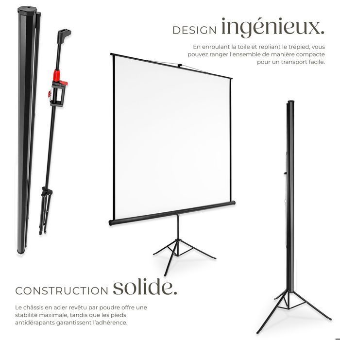 Pantalla de proyección - TECTAKE - Pantalla de proyección extensible de poliéster con trípode 203 x 203 cm - Blanca