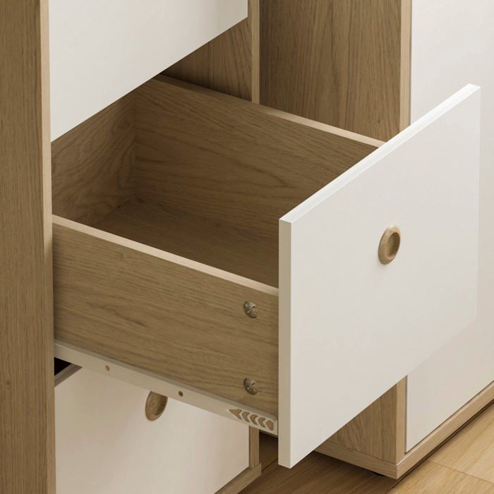 Neptune 3-Drawer Desk, White & Oak, Computer Table / Dressing Table for PC/Laptop, Home Study Desk, Children's Furniture
