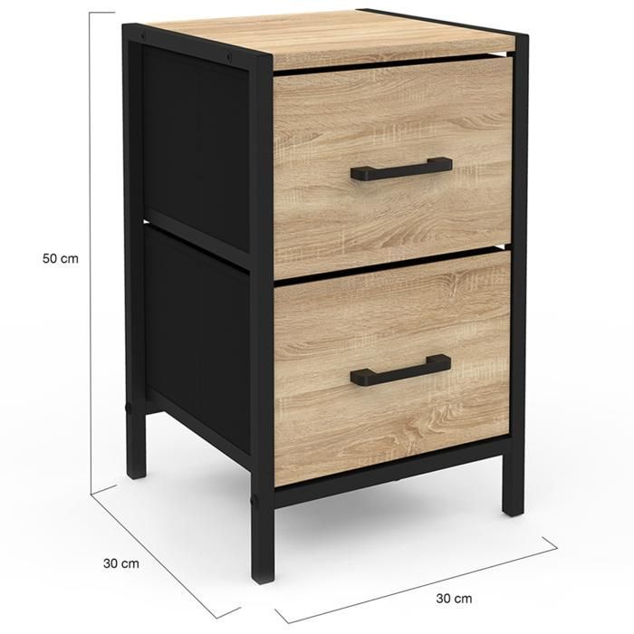 IDMARKET Lot de 2 tables de chevet UTAH 2 tiroirs