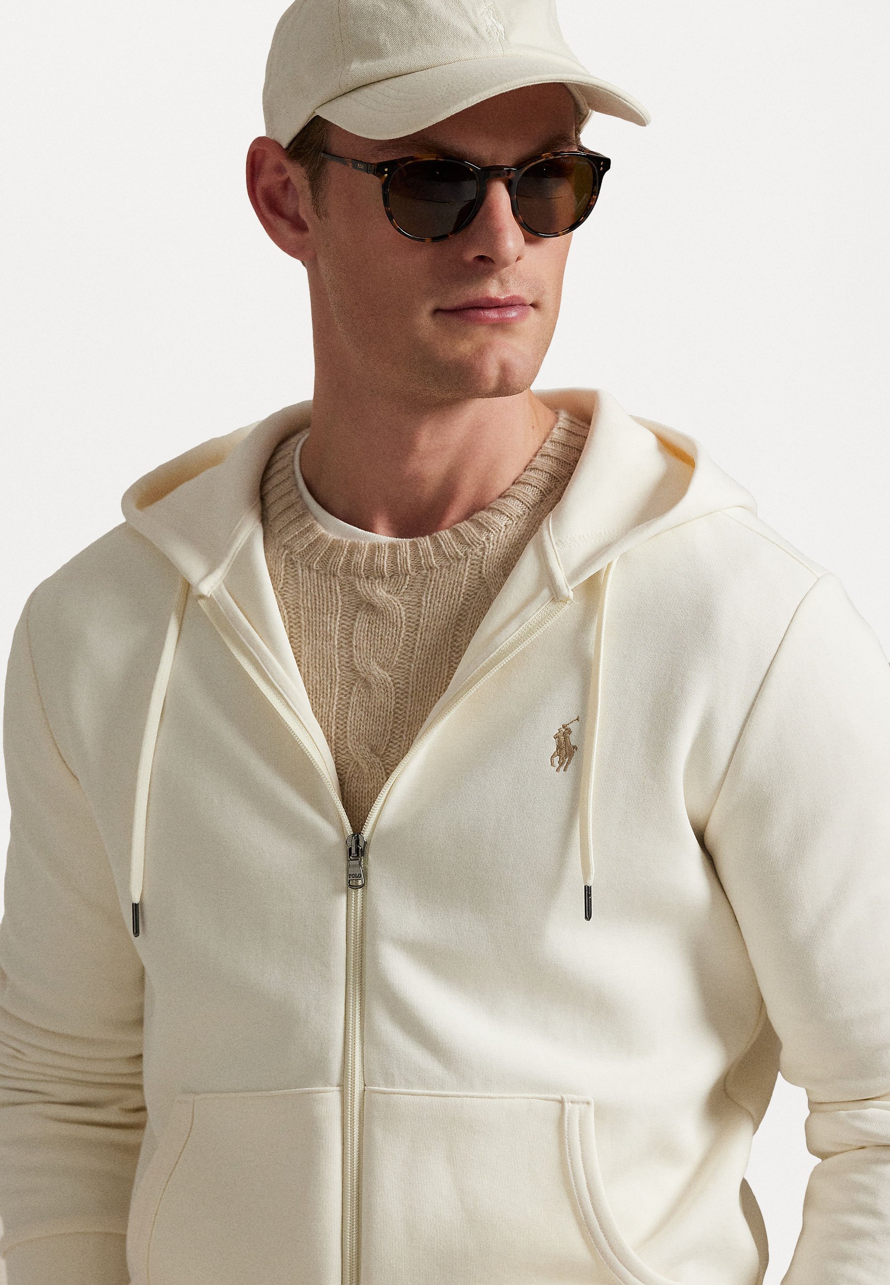 Polo Ralph Lauren hoodie met volledige ritssluiting - Sweatshirt met ritssluiting - lichtcrème