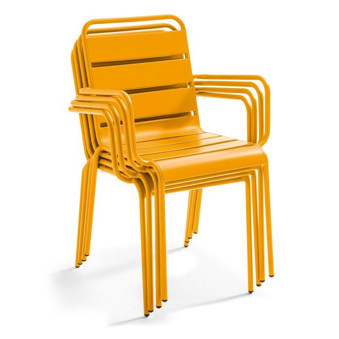 Palavas yellow metal garden armchair, Oviala