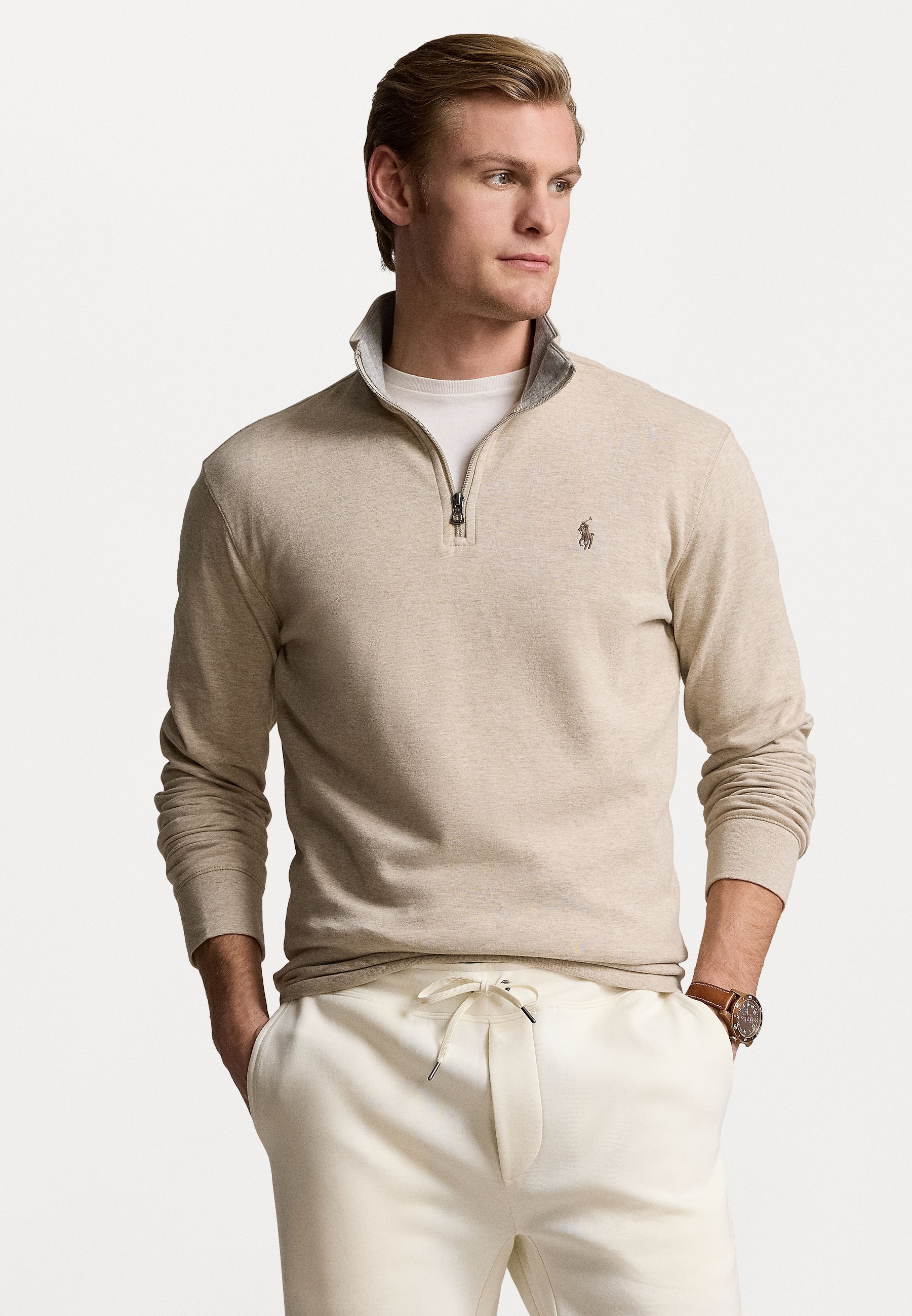 Pull-over Polo Ralph Lauren Luxury Jersey à quart de zip - Sweat-shirt - beige toscan chiné