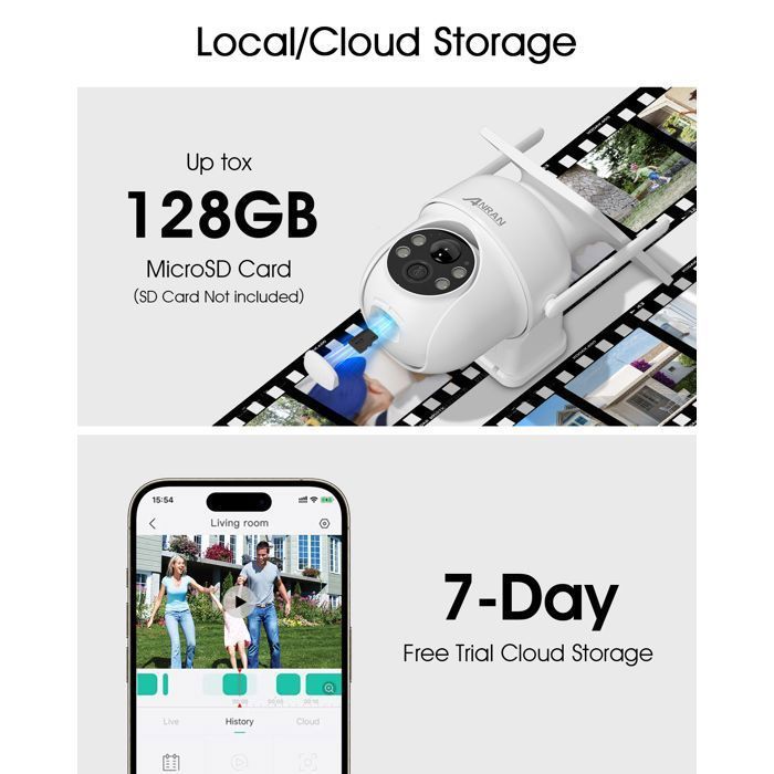 ANRAN Q4 3MP 3K HD Langaton WiFi Ulkokäyttöön tarkoitettu Turvakamera Ladattavalla Akulla ja Sisäänrakennetulla Aurinkopaneelilla