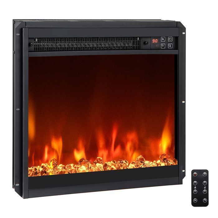 Cheminée Électrique Encastrable - RELAX4LIFE - 1500W - 5120 BTU - Chauffage 17-32°C - 37m² - 8 Couleurs - Thermostat - 49X45CM