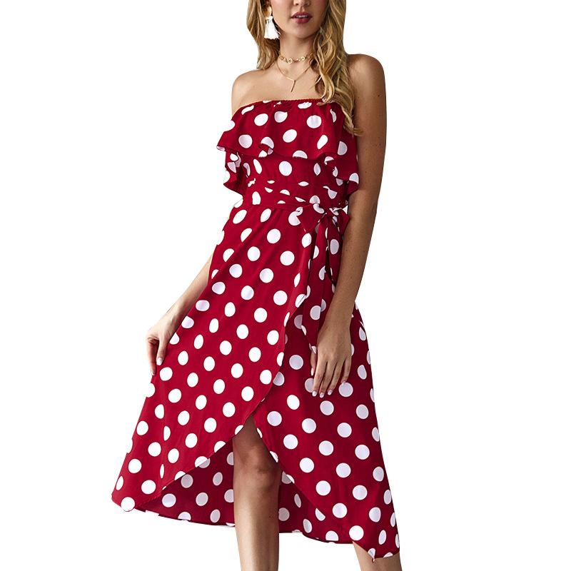 prendisole donna abito estivo moda irregolare fascia a pois senza maniche abito da spiaggia donna prendisole sexy casual abiti a trapezio