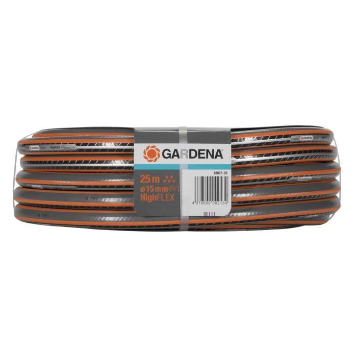 GARDENA Tuyau d'arrosage Comfort HighFlex – Longueur 25m – Ø15mm – Anti nœud et indéformable – Garantie 25 ans (18075-26)