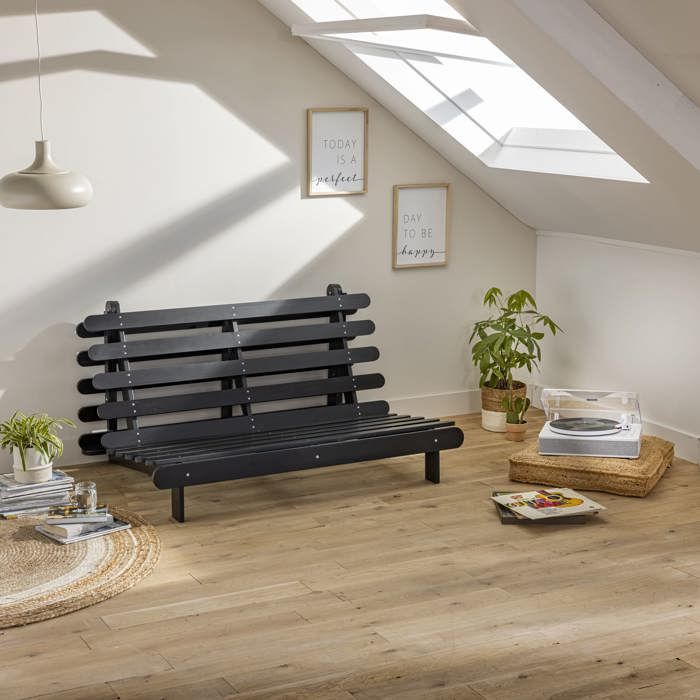 Struttura futon 140x200 cm in legno massello nero - Black - Terre de Nuit