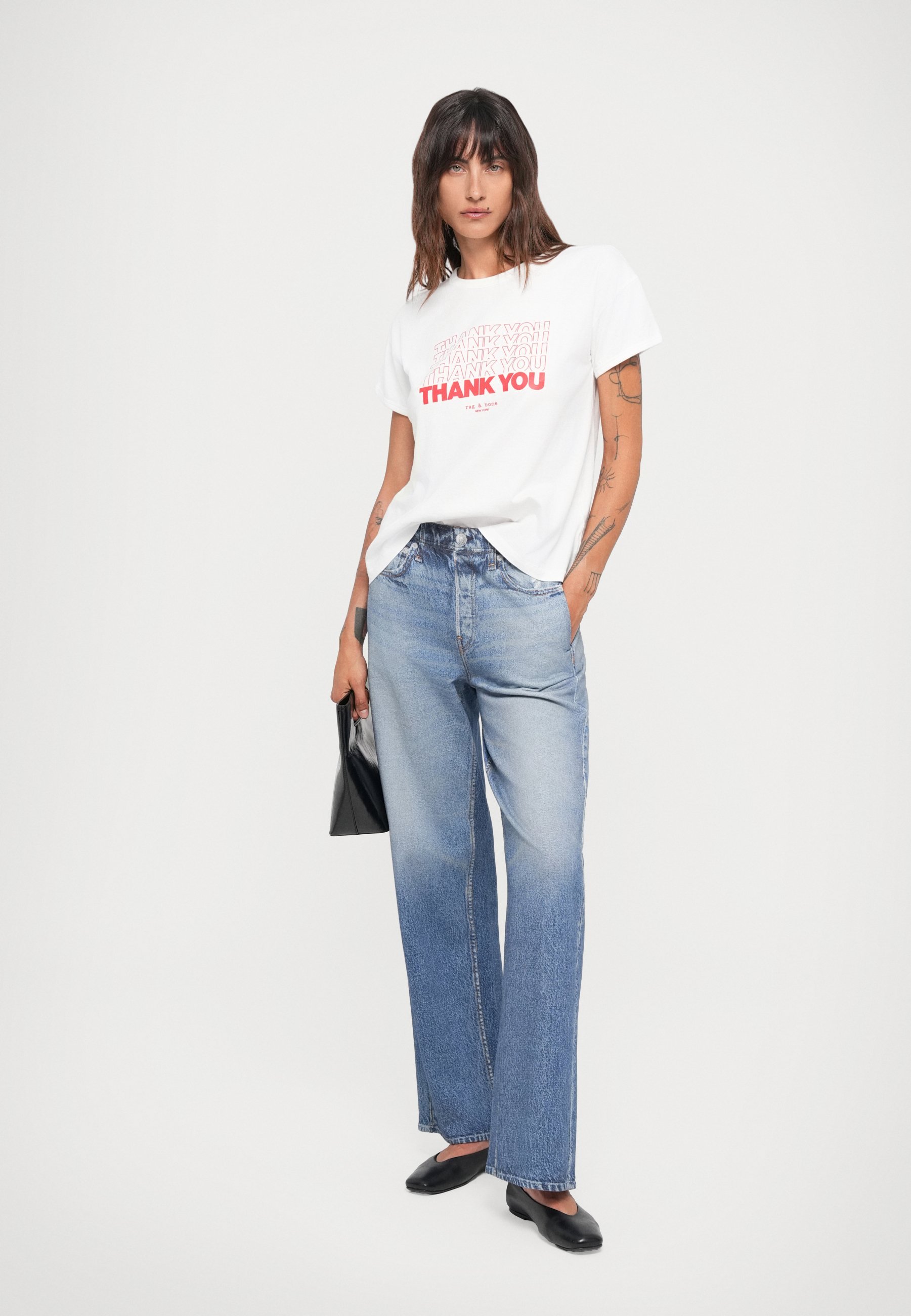 T-shirt rag & bone THANK YOU BOXY TEE - Imprimé - Blanc