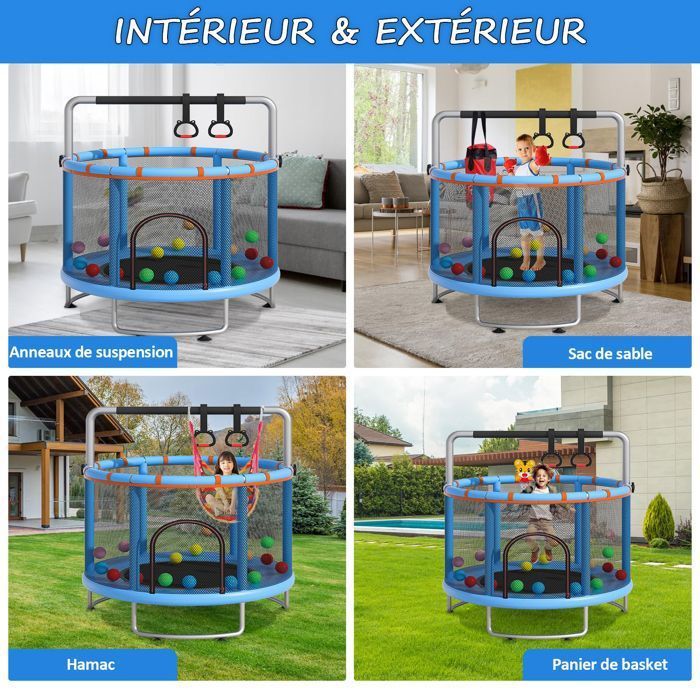 Multifunctionele trampoline - MAGICFOX - Ø150 cm - Draagvermogen 150 kg - Hangmat & ophangringen - Gegalvaniseerd stalen frame
