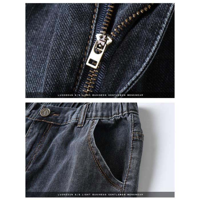 Men's Plus Size Elasticated Loose Fit Straight Leg Jeans - INSFITY - Sooty