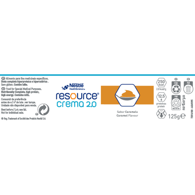 Resource Crema 2.0, pudín con sabor a caramelo, alto en proteínas y calorías, suplemento nutricional, 4 x 125 g