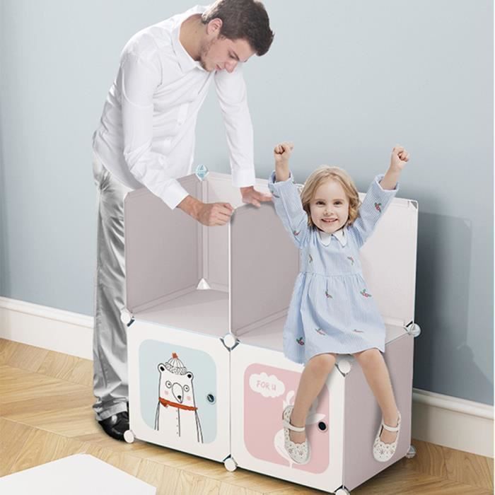 Armario modular infantil con 12 cubos, ideal para guardar juguetes, ropa, zapatos y mochilas escolares.