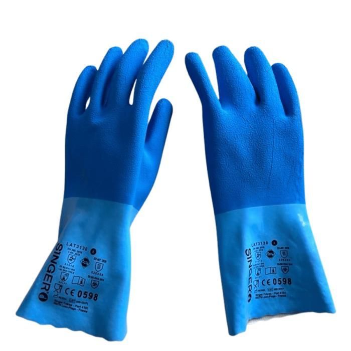 SINGER - Gant latex bleu - Taille S