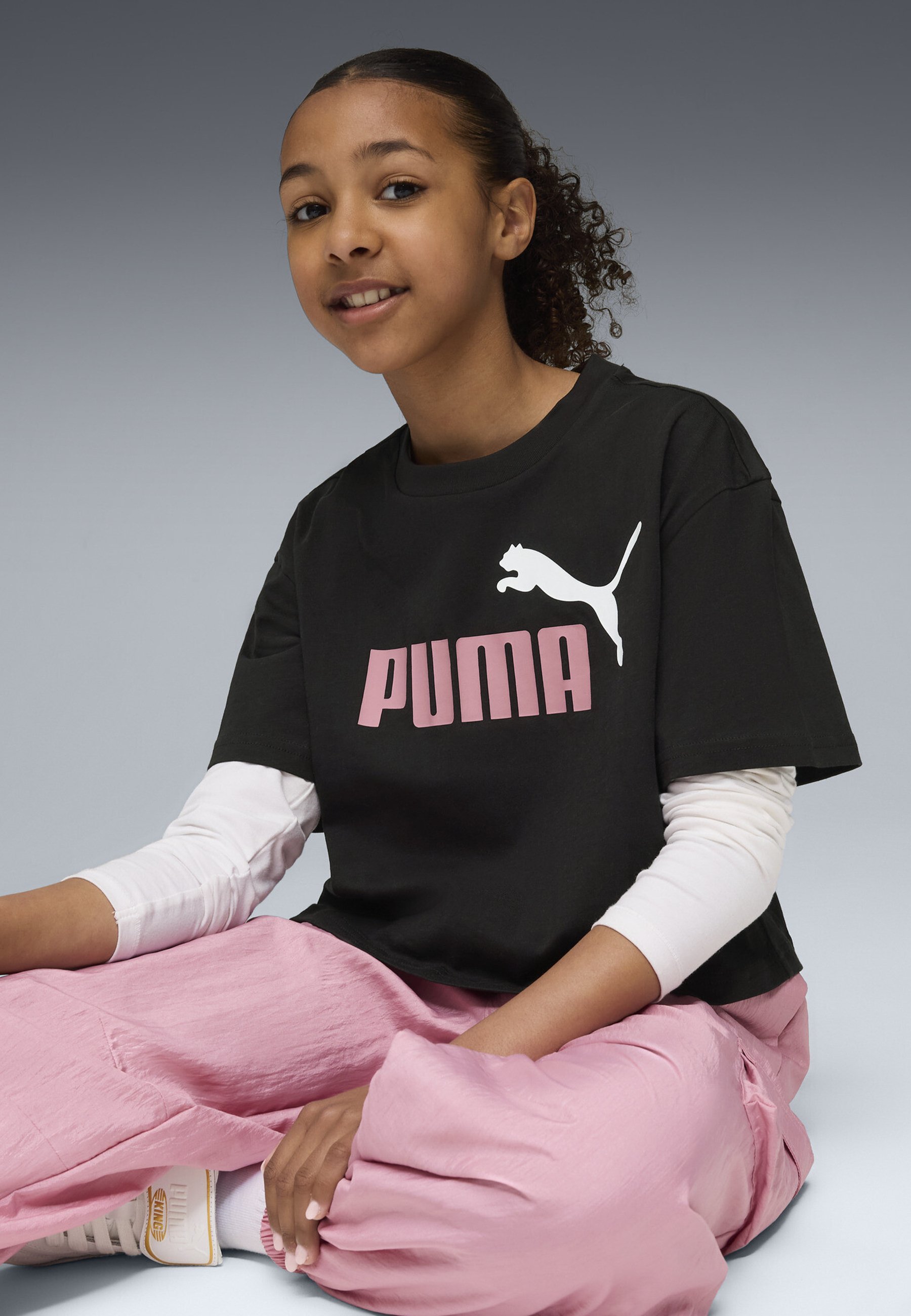 T-shirt imprimé avec logo Puma - noir et rose poudré