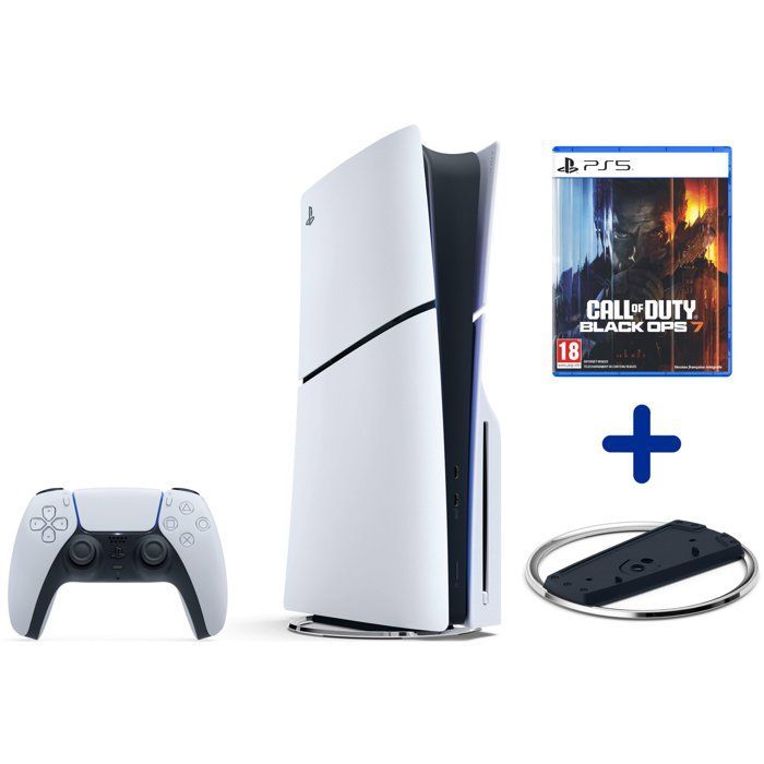 Pack PS5 Standard (avec lecteur CD) : Console PlayStation 5 (Slim) + Socle vertical pour console PS5 + Call of Duty : Black Ops 7