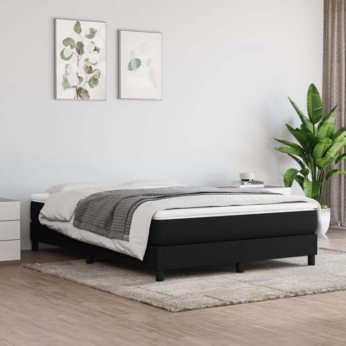 Zomer 2026@Tweepersoonsbedframe - Lattenbodem - Zwart 140x200cm Stof, 8176