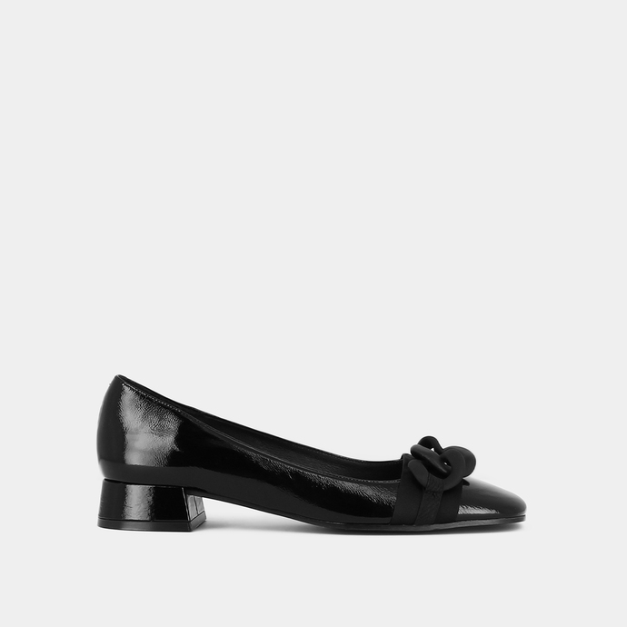 Ballerines à nœuds  en vernis plissé noir
