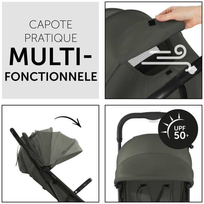 HAUCK - Poussette compacte - TRAVEL N CARE - 4 roues - Pliage à 1 main - Olive