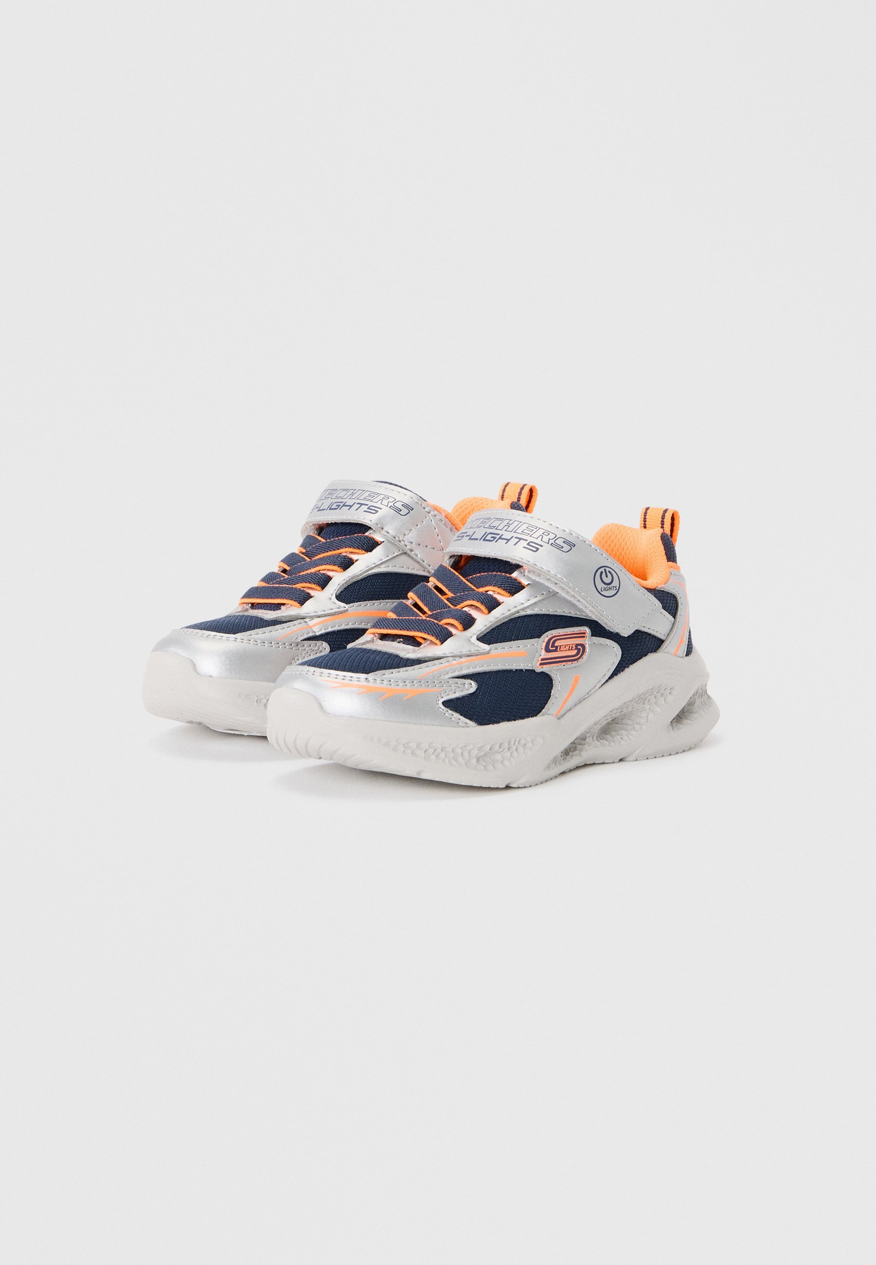 Skechers METEOR - Scarpe da ginnastica - color argento/blu navy/arancione