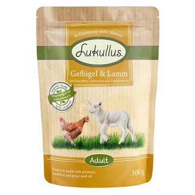 Lukullus Natürliches getreidefreies Futter in Beuteln, 6 x 300 g