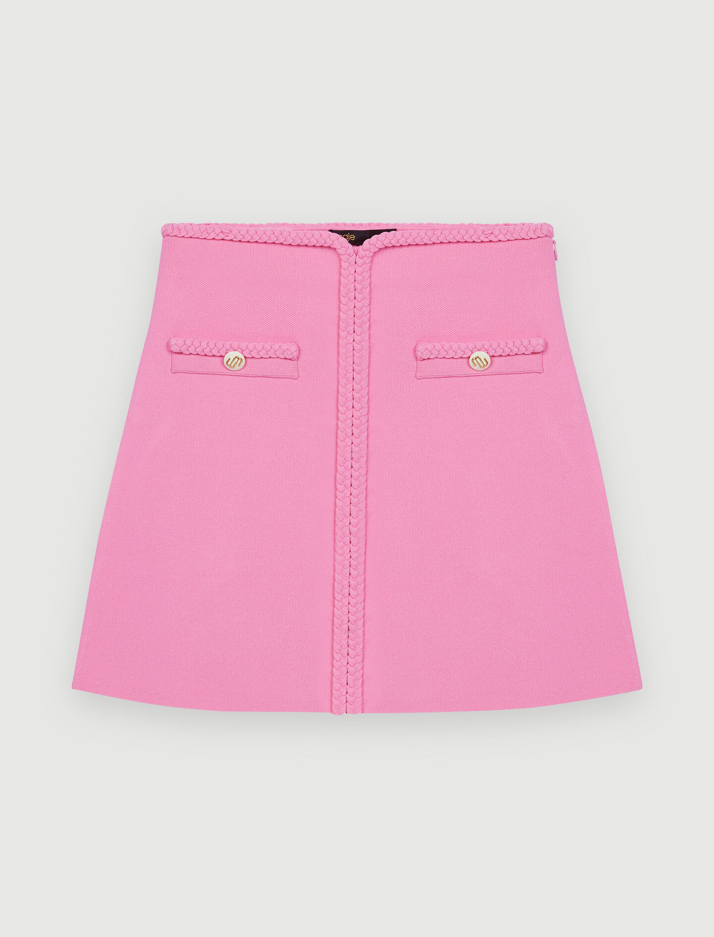 Gebreide rok met gevlochten rand - Roze