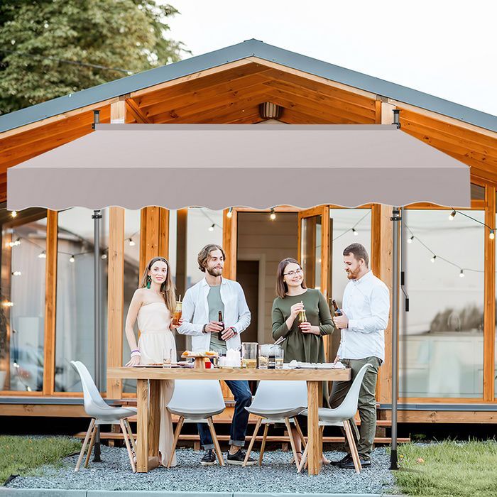 Toldo manual para balcón Bettizia, altura regulable, toldo para terraza, 200 cm, beige.