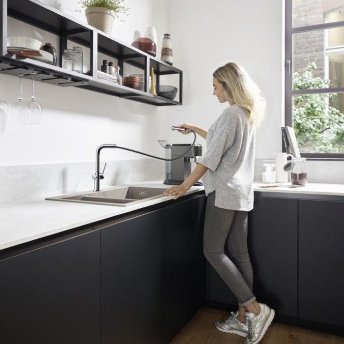 HANSGROHE Talis M54 kitchen mixer tap with pull-out spray head, 1 jet, chrome finish