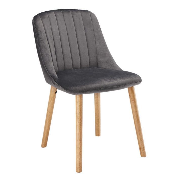 Sedie moderne Goeurvant con cuscino spesso, schienale ergonomico e gambe in legno, stile e comfort combinati - Set di 4 - Grigio scuro