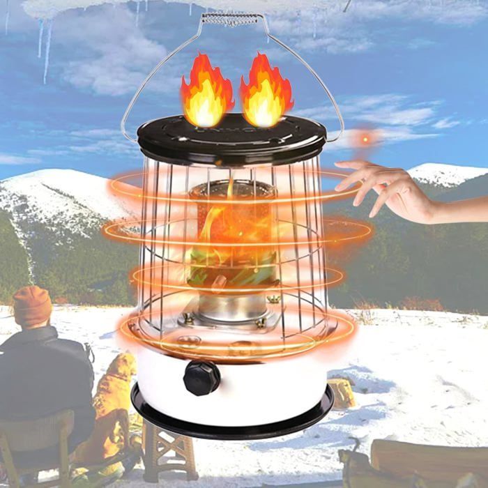 Poêle à pétrole - KZQ - Portable - 3000 W - Chambre de combustion en verre - Sécurisé