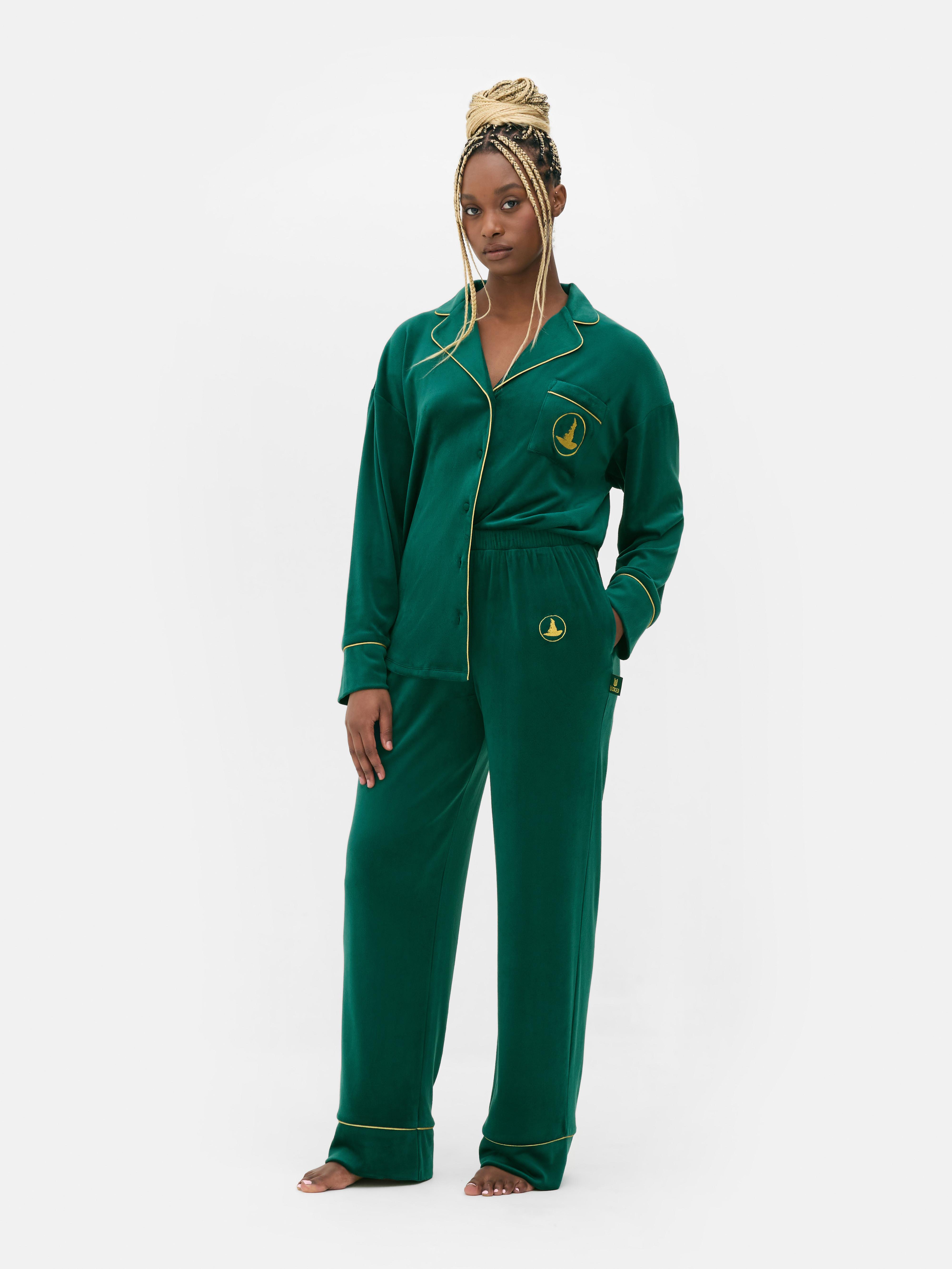 Pantaloni de pijama Wicked x Primark din velur Pantaloni de pijama confortabili cu talie elastică și croială lată