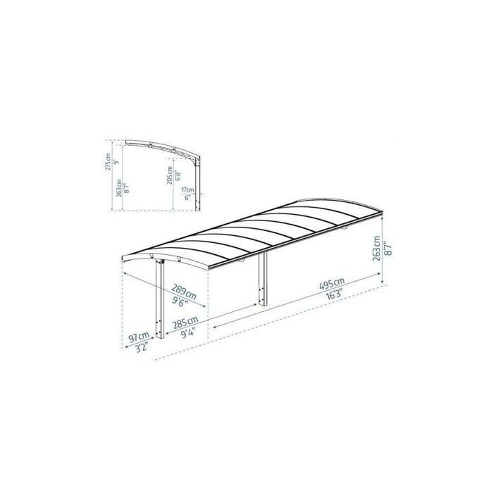 Carport en aluminium et polycarbonate Arizona Wave 4.95 x 2.89 m