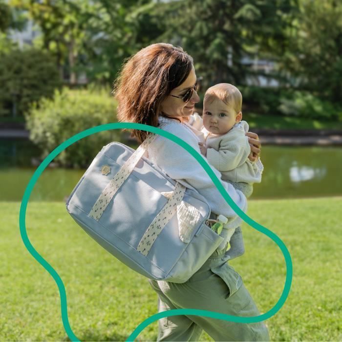 Borsa fasciatoio Badabulle Bowling - Grande capacità 20 litri - Fasciatoio e attacchi per passeggino inclusi, grigio