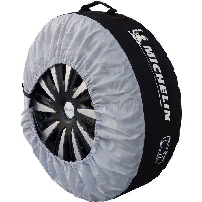 Sett med 4 universal oppbevaringsposer til hjul eller dekk - MICHELIN - 15'' til 19'' - Laget av nylon med forsterket håndtak.