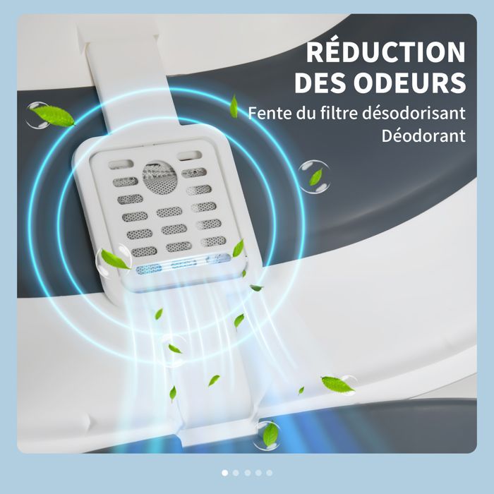 Bac à litière - PawHut - maison de toilette chat pliable porte battante lucarne pelle fournie - plastique - 52x41x38cm - gris blanc