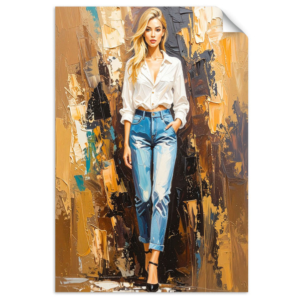 Naklejka samoprzylepna Feeby Piękna dziewczyna w jeansach 20x30