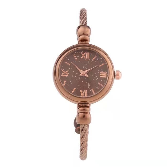 Relógio feminino RMEGA - Aço - Ouro rosa - Quartzo - Resistente à água 50m