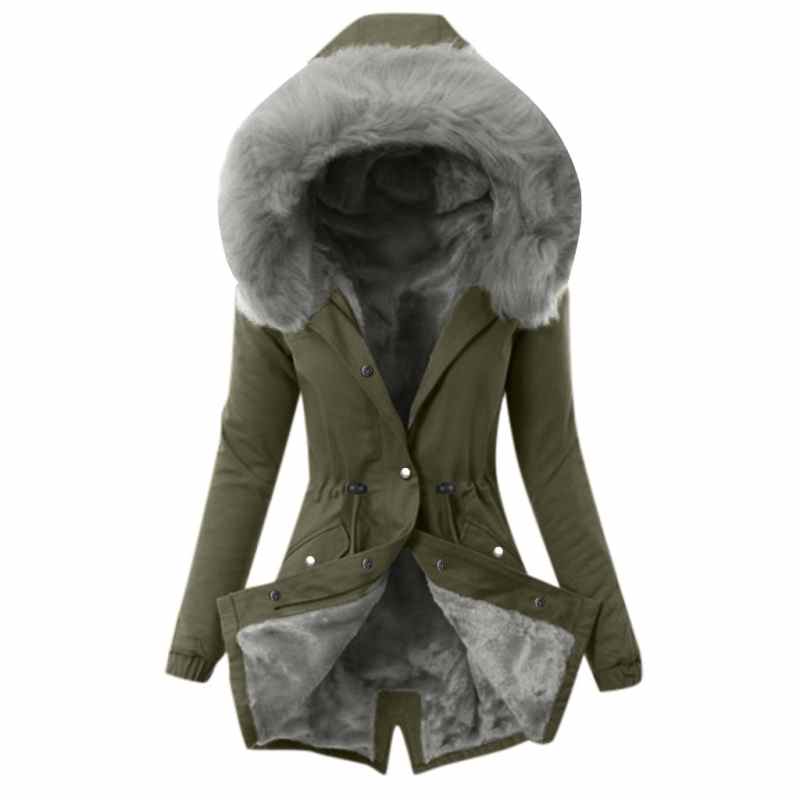 Parka invernale con fodera in pelliccia da donna, cappotto caldo e spesso da donna, giacca lunga con cappuccio da donna, cappotto da donna, abbigliamento Chaquetas Mujer