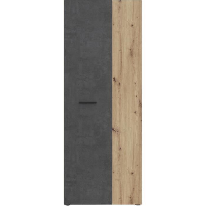 Armario de almacenamiento - Hormigón gris oscuro / Roble - 68,7 x 36,5 x 181,1 cm